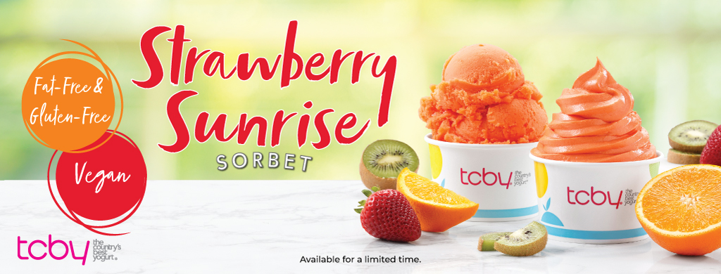 Strawberry Sunrise Sorbet Soft-Serve & Hand Scooped