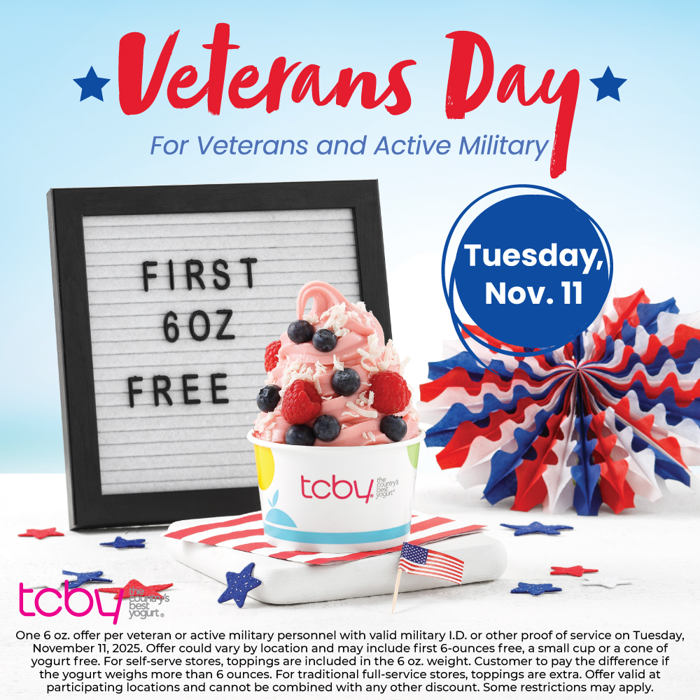 Veterans Day Deal! 6 oz. FREE for veterans and active military members!