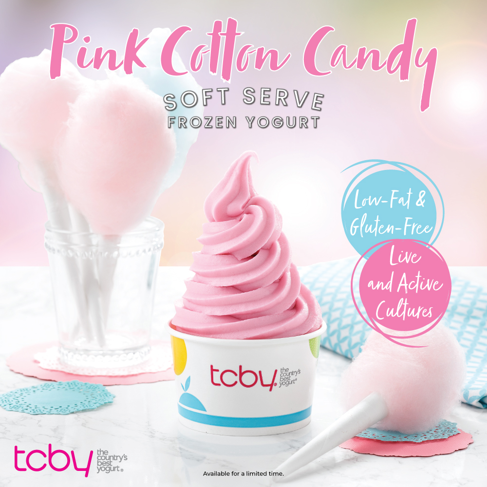 Pink Cotton Candy Soft-Serve Frozen Yogurt