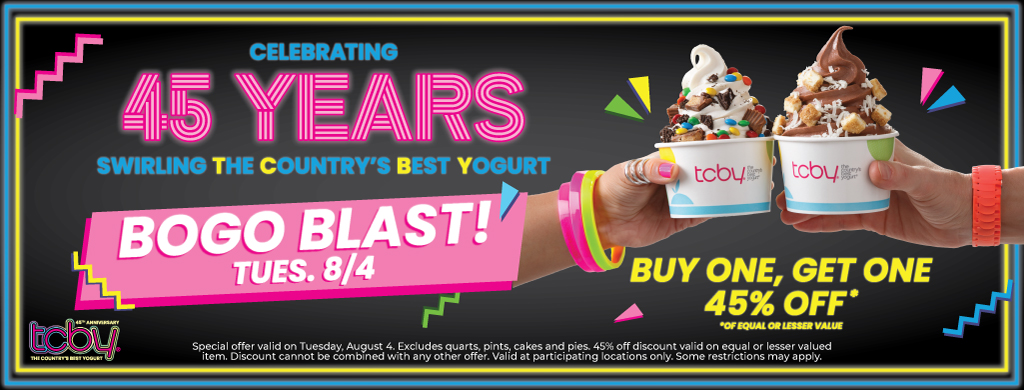 Buy one, get one for 45% off on August 4.