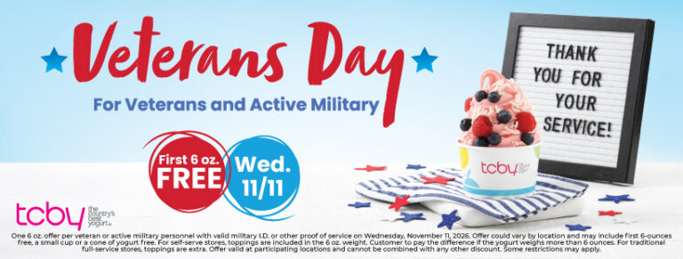 6 oz. FREE for Veterans on 11/11!